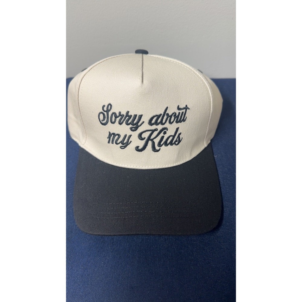 NWT "Sorry About My Kids" Cream/Black Trucker Hat